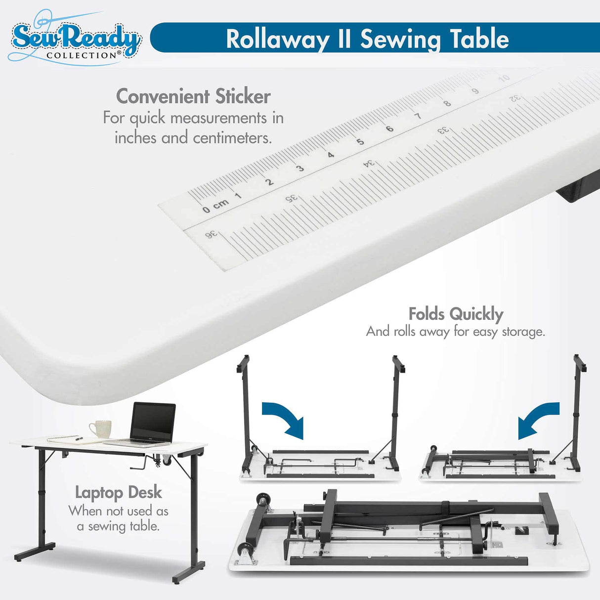 Studio Design Rollaway II Sewing Table Black / White