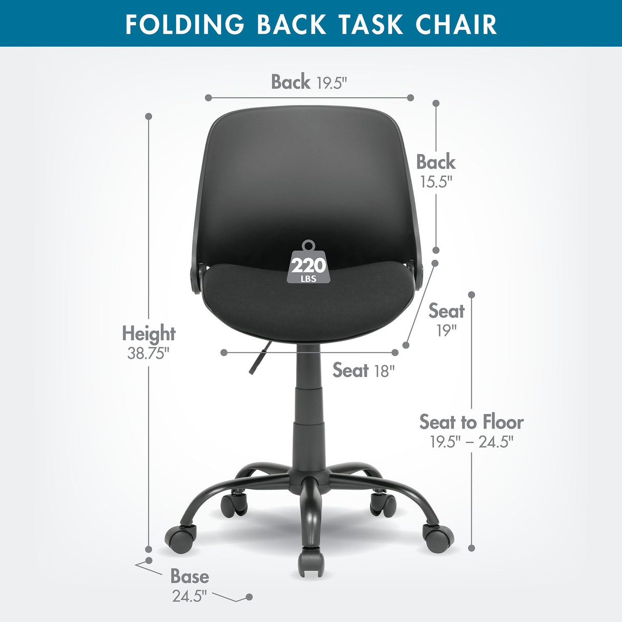 Studio Design Folding Back Task Chair Black