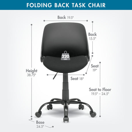 Studio Design Folding Back Task Chair Black