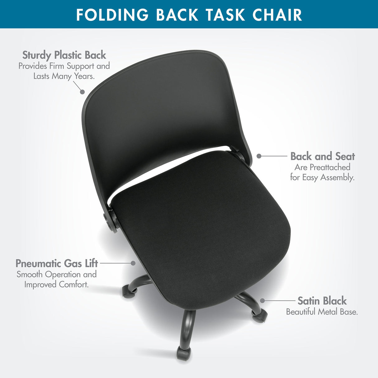 Studio Design Folding Back Task Chair Black