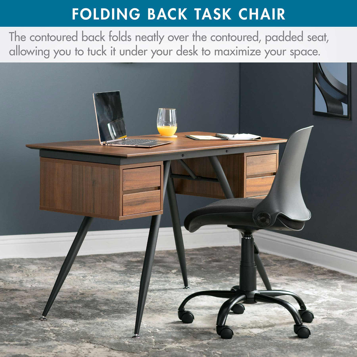 Studio Design Folding Back Task Chair Black