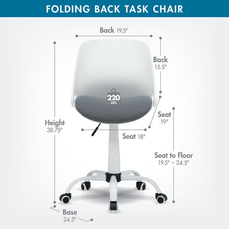 Studio Design Folding Back Task Chair White Grey