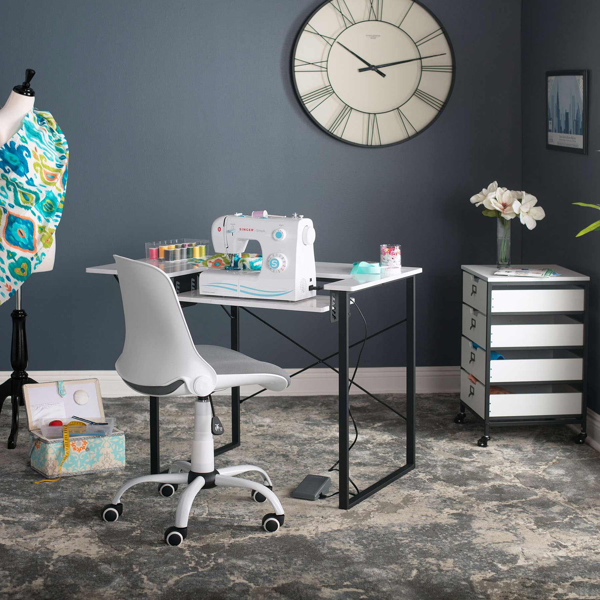 Studio Design Folding Back Task Chair White Grey