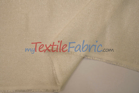 Metallic Vintage Linen Polyester Fabric - Imitation Burlap, Metallic Foil Vein, 58/60" Width (1 Yard)