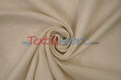 Metallic Vintage Linen Polyester Fabric - Imitation Burlap, Metallic Foil Vein, 58/60" Width (1 Yard)