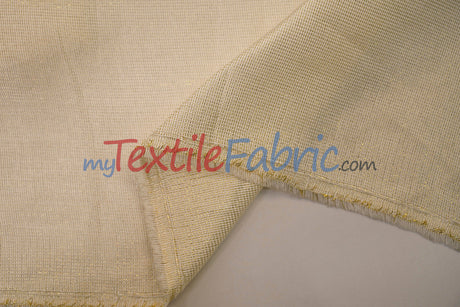 Metallic Vintage Linen Polyester Fabric - Imitation Burlap, Metallic Foil Vein, 58/60" Width (1 Yard)