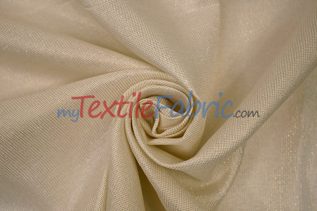 Metallic Vintage Linen Polyester Fabric - Imitation Burlap, Metallic Foil Vein, 58/60" Width (1 Yard)