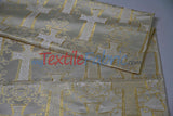 Religious Cross Brocade 100 Percent Polyester Fabric - Elegant Cross Motif, 60" Width (1 Yard)