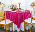 Square Sequin Taffeta Table Overlay 72x72 Fuchsia