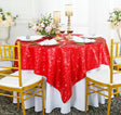 Square Sequin Table Overlay 72x72 Red