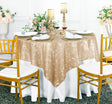 Square Sequin Taffeta Table Overlay 72x72 Champagne