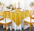 Square Sequin Taffeta Table Overlay 72x72 Light Gold