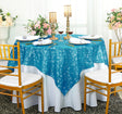 Square Sequin Taffeta Table Overlay 72x72 Turquoise