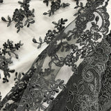 1 Yard Elegant Corded Embroidered Bridal Lace Fabric for Special Occasion White