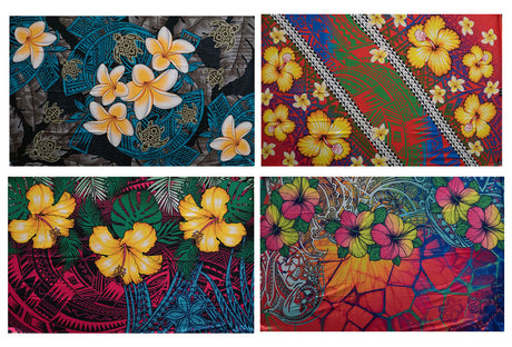 Hibiscus Assortment Polyester Fabric - Hibiscus Floral Print, 72" L x 45" W (1 Piece)