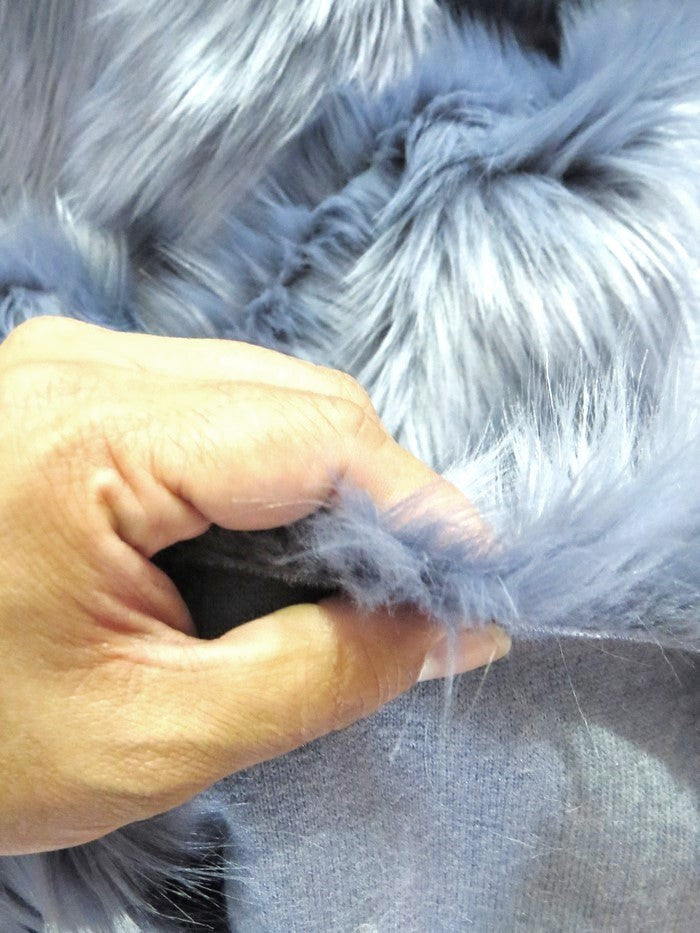 Black Solid Shaggy Long Pile Faux Fur Fabric
