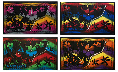 Polyester Sarong Multicolor Talofa Samoa Hibiscus Tiare