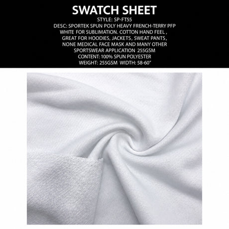 French Terry Spun Poly Heavy White Sublimation