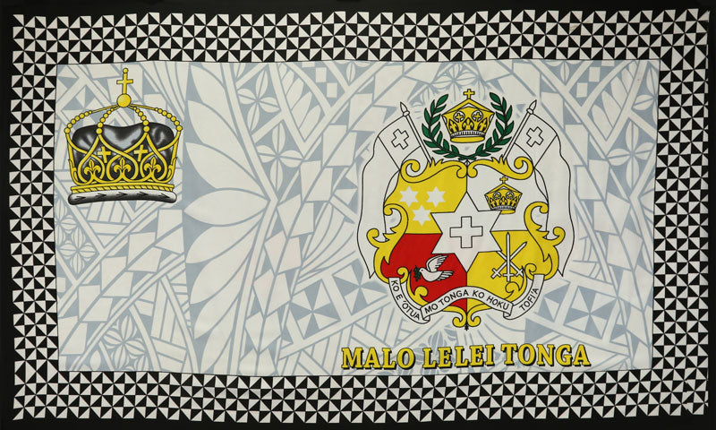 Malo Lelei Tonga Crown Polyester Fabric - Tongan Style Logo Print, 72" L X 45" W (1 Piece)