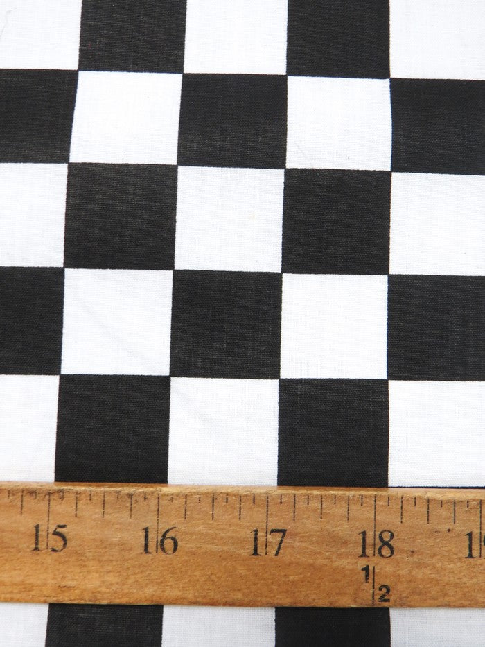 Poly Cotton Printed Square Checkered Fabric Royal White