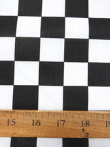 Poly Cotton Printed Square Checkered Fabric Royal White