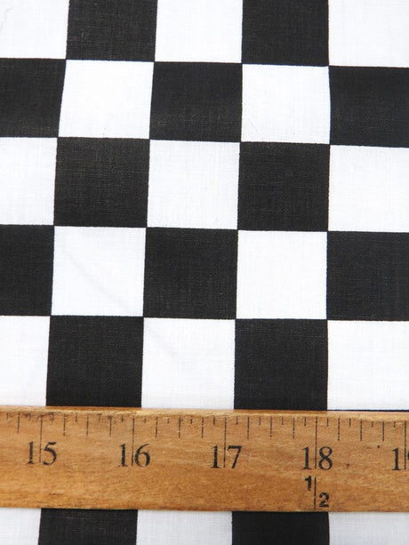 Poly Cotton Printed Square Checkered Fabric Royal White