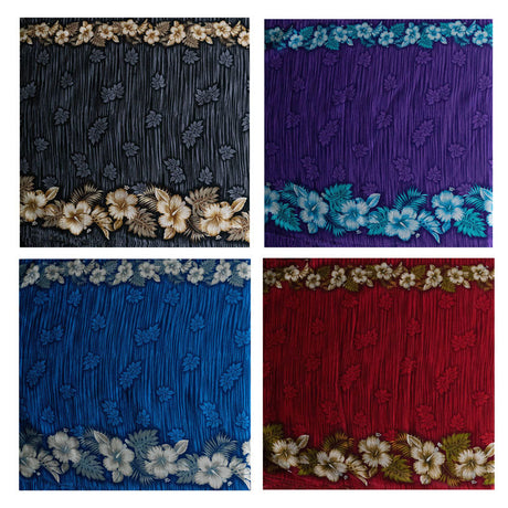 Cotton Barkcloth Hibiscus Palm Double Border Fabric