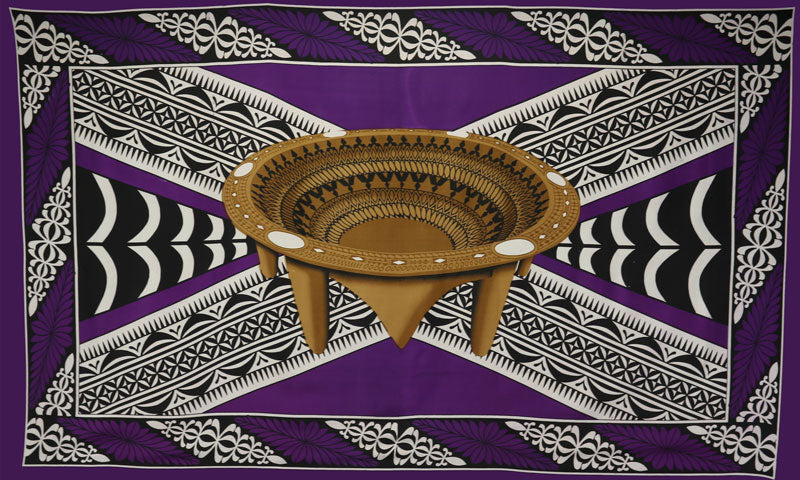 Kingdom Of Tonga Polyester Fabric - Kava Bowl All Around Border Crossing Pattern, 72" L X 45" W (1 Piece)