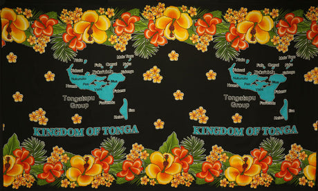 Kingdom Of Tonga Islands Sarong Polyester Fabric - Vibrant Tropical Print, 72" L X 45" W (1 Piece)