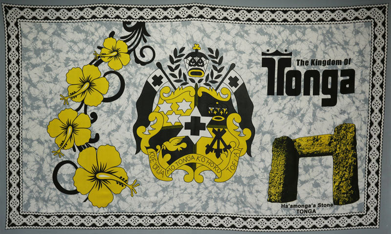 Kingdom Of Tonga Ha’Amonga ‘A Maui Polyester Fabric - Vibrant Tongan Style Tupenu, 72" L X 45" W (1 Piece)