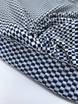 Polyamide Elastane Knitted Fabric Checked White Blue