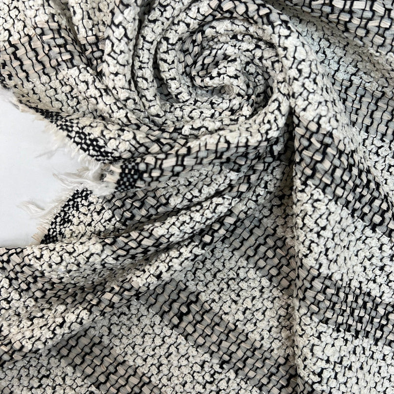Wool Tweed Suit Fabric White Beige Black