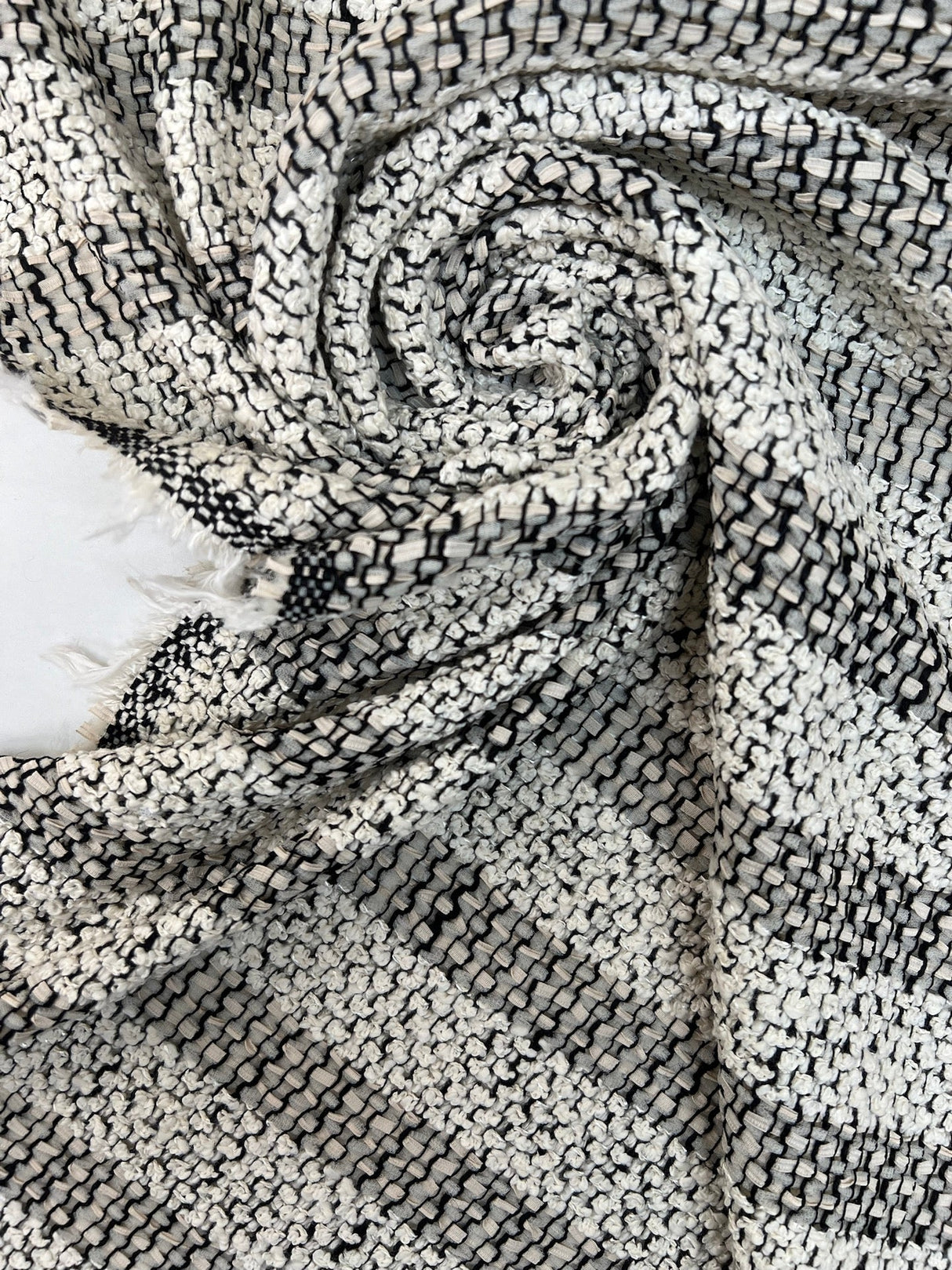 Wool Tweed Suit Fabric White Beige Black