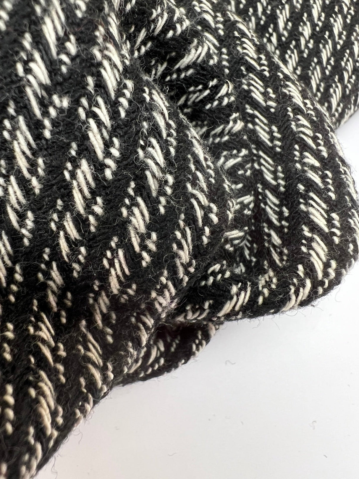Cotton Wool Tweed Striped Black White