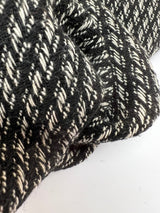 Cotton Wool Tweed Striped Black White