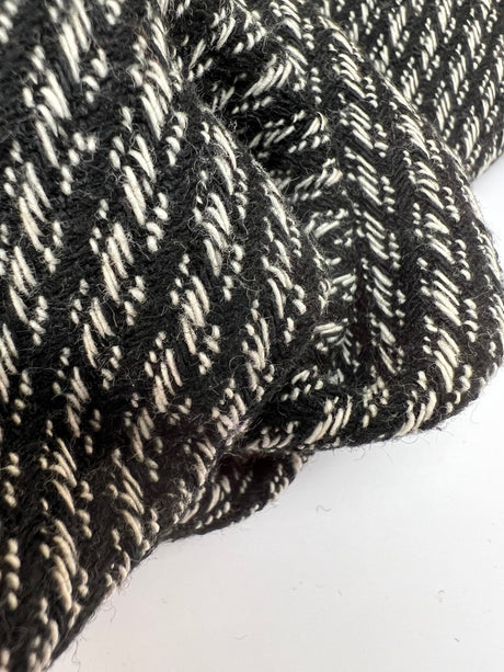 Cotton Wool Tweed Striped Black White