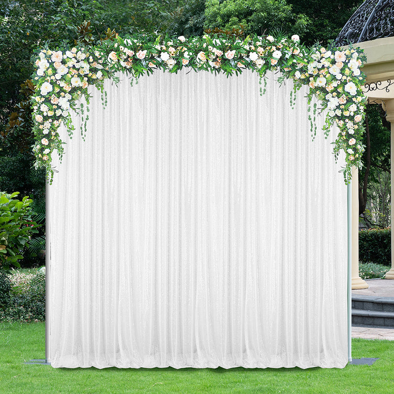 Sequin Backdrop Drape Panel 12 ft x 52" White