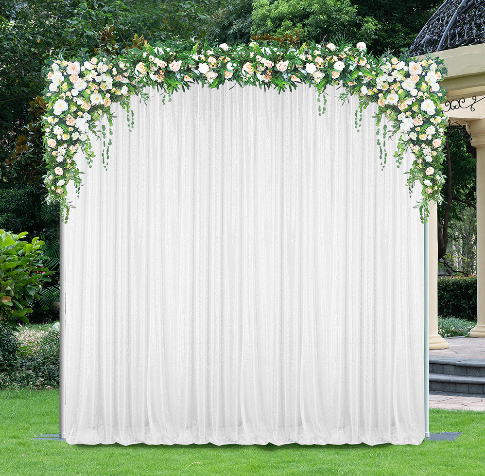 Sequin Backdrop Drape Panel 12 ft x 52" White