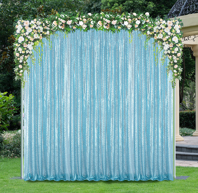 Sequin Backdrop Drape 14 ft x 52 in Baby Blue