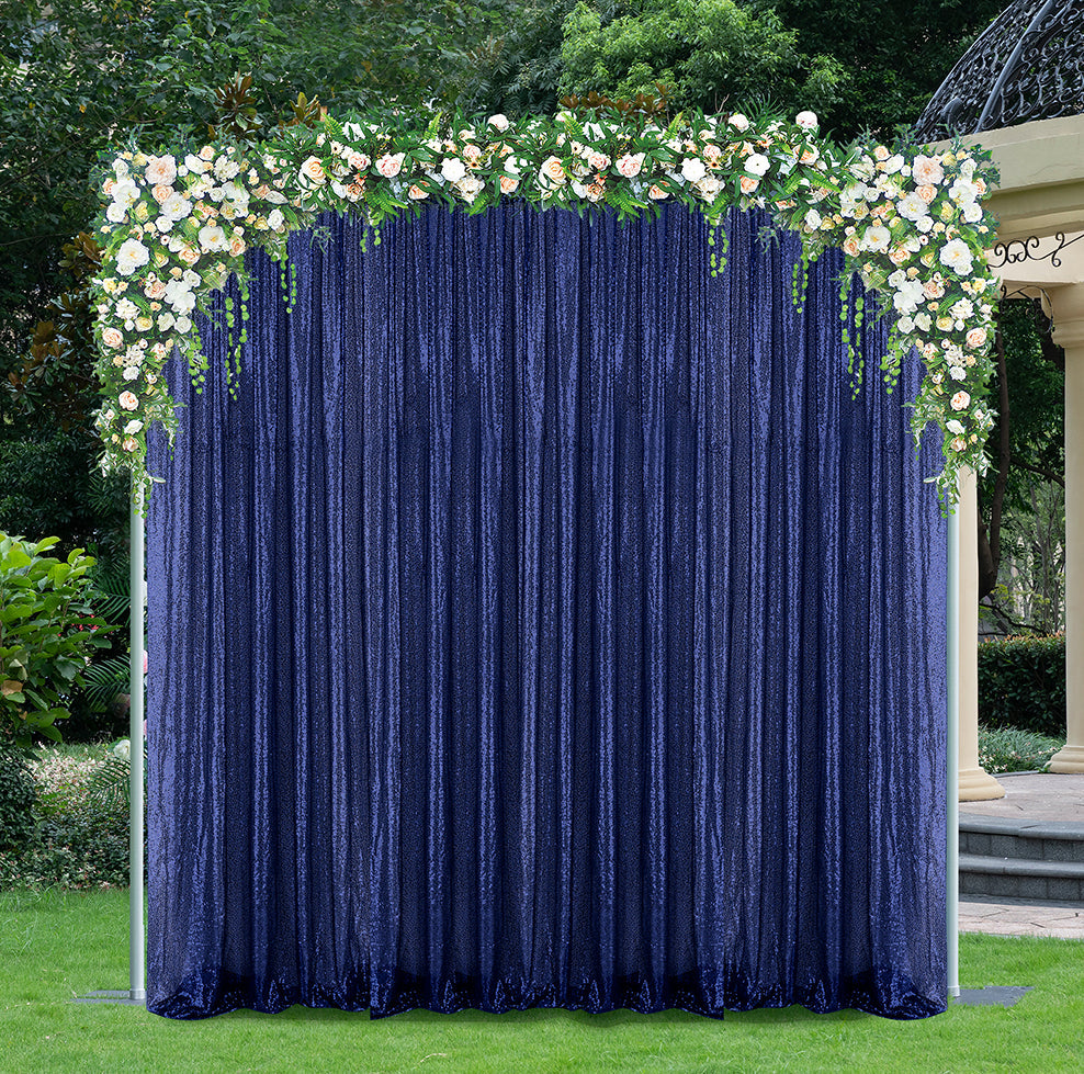 Sequin Backdrop Drape Panel 14 ft x 52 in Navy Blue