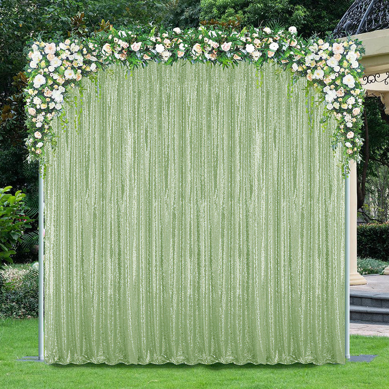 Sequin Backdrop Drape Panel 14 ft x 52 in Sage Green