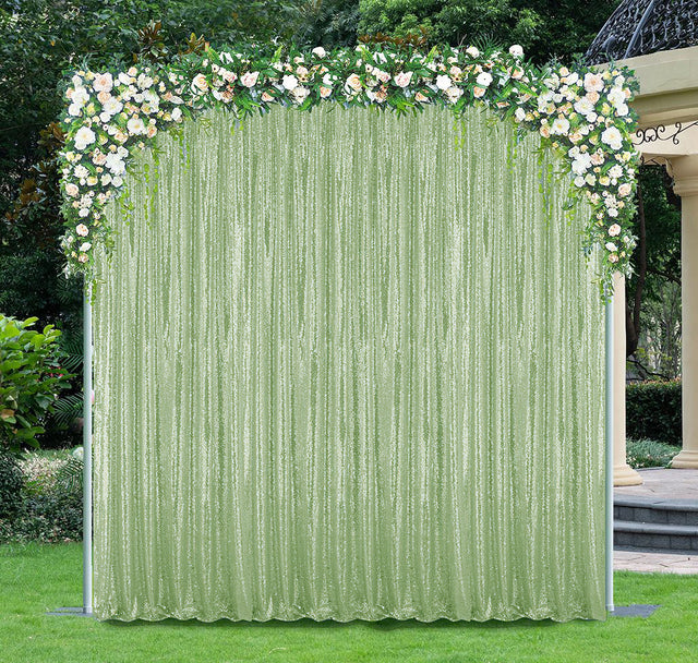 Sequin Backdrop Drape Panel 10 ft x 52 in Sage Green