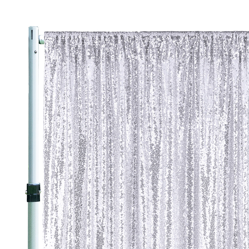 Sequin Backdrop Drape Panel 14 ft x 52 in Platinum/Light Silver