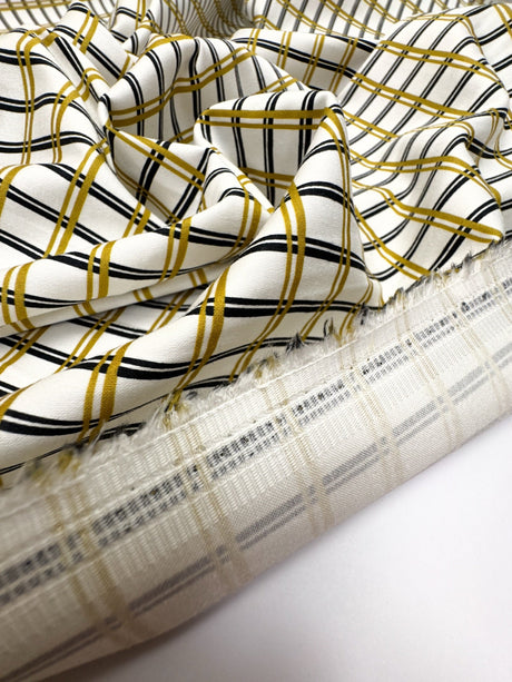 Viscose Sateen Checked White Multicolour