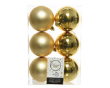 3.1” Shiny/Matte Light Gold Shatterproof Ornaments - Set of 6