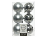 Silver Shatterproof Ornaments 3.1 Inch Set of 6 Decor