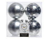 Silver Shatterproof Ornaments 3.9 Inch Set of 4 Decor