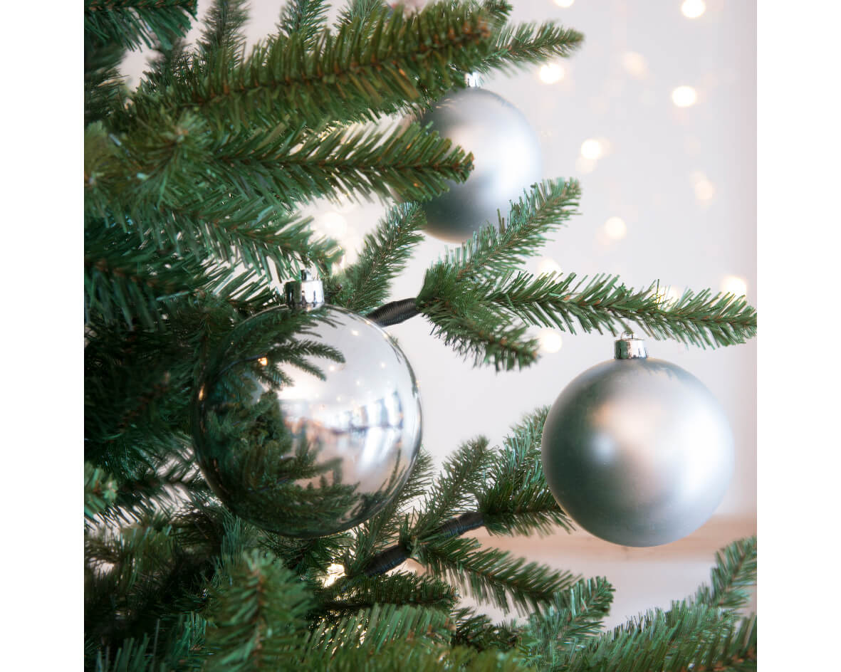 3.9” Shiny/Matte Silver Shatterproof Ornaments - Set of 4