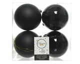 3.9” Shiny/Matte Black Shatterproof Ornaments - Set of 4