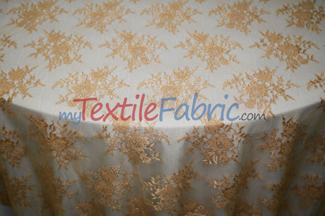 Chantilly Lace Polyester Fabric - Floral Embroidery, Sheer Mesh, 52" Width (1 Yard)